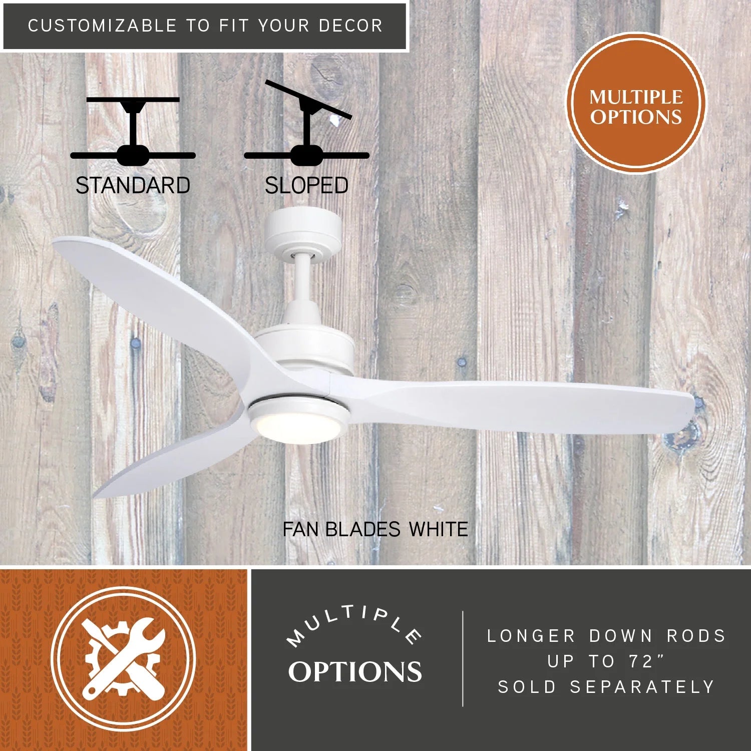 Vaxcel Curtiss Satin Brass Mid - Century Modern MCM Wood Propeller Ceiling Fan with LED Light Kit and Remote