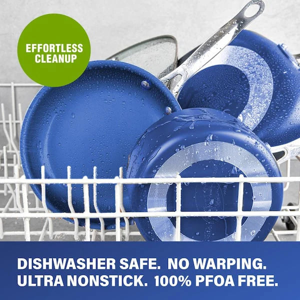 Classic Blue 20-Piece Aluminum Ultra - Durable Non - Stick Diamond Infused Cookware and Bakeware Set