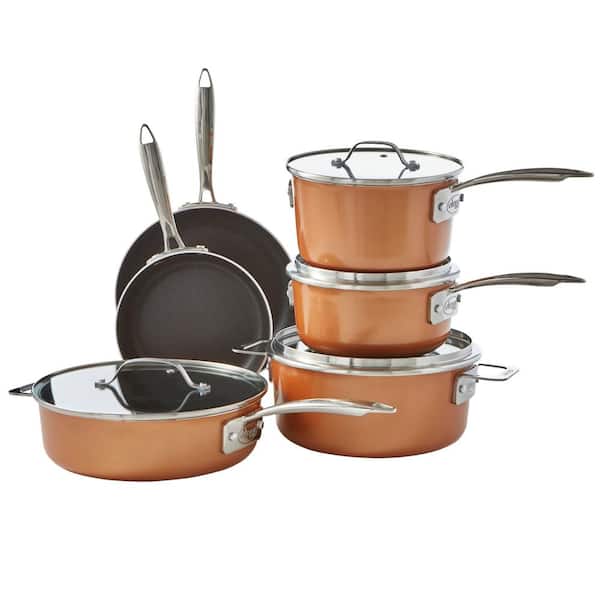 StackMaster 21-Piece Aluminum Cast Textured Ceramic Nonstick Cookware and Bakeware Set with Utensils