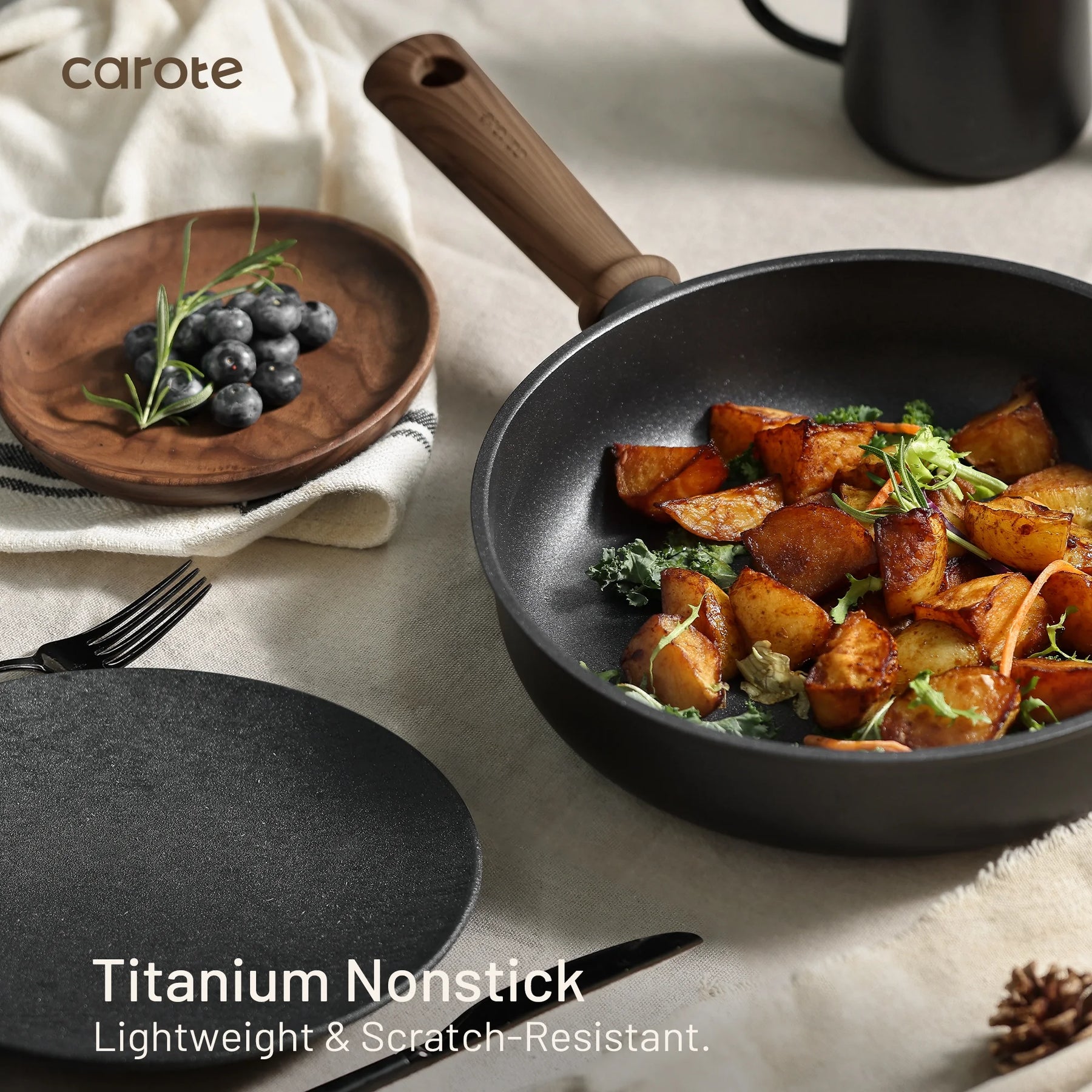 Carote 13-Pcs Nonstick Cookware Sets, Pots and Pans with Stay - Cool Handles, Induction Compatible Kitchen Set, (Black)