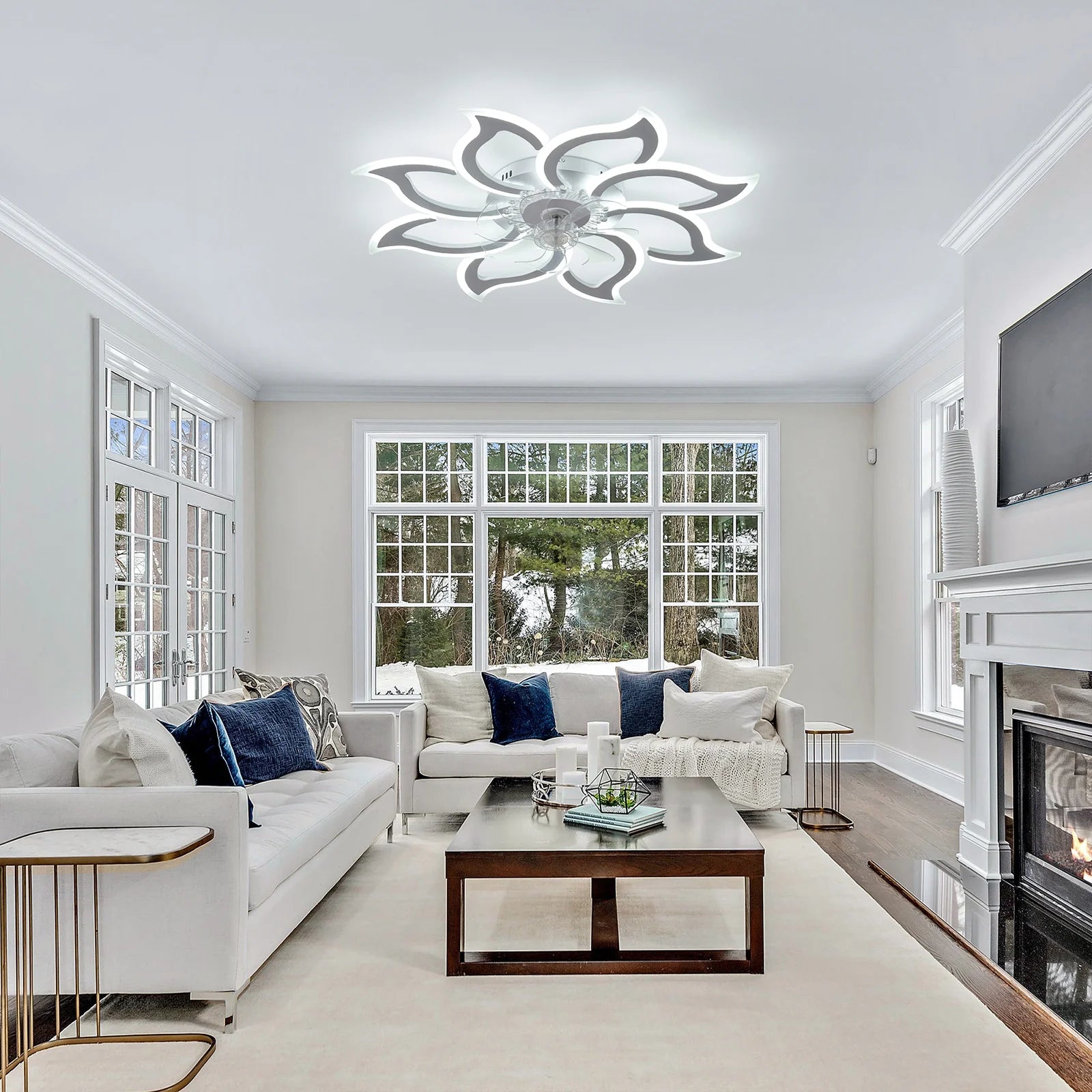 Garwarm Dimmable Ceiling Fan with Light and Remote Control, 27" Small Flush Mounted Ceiling Fan