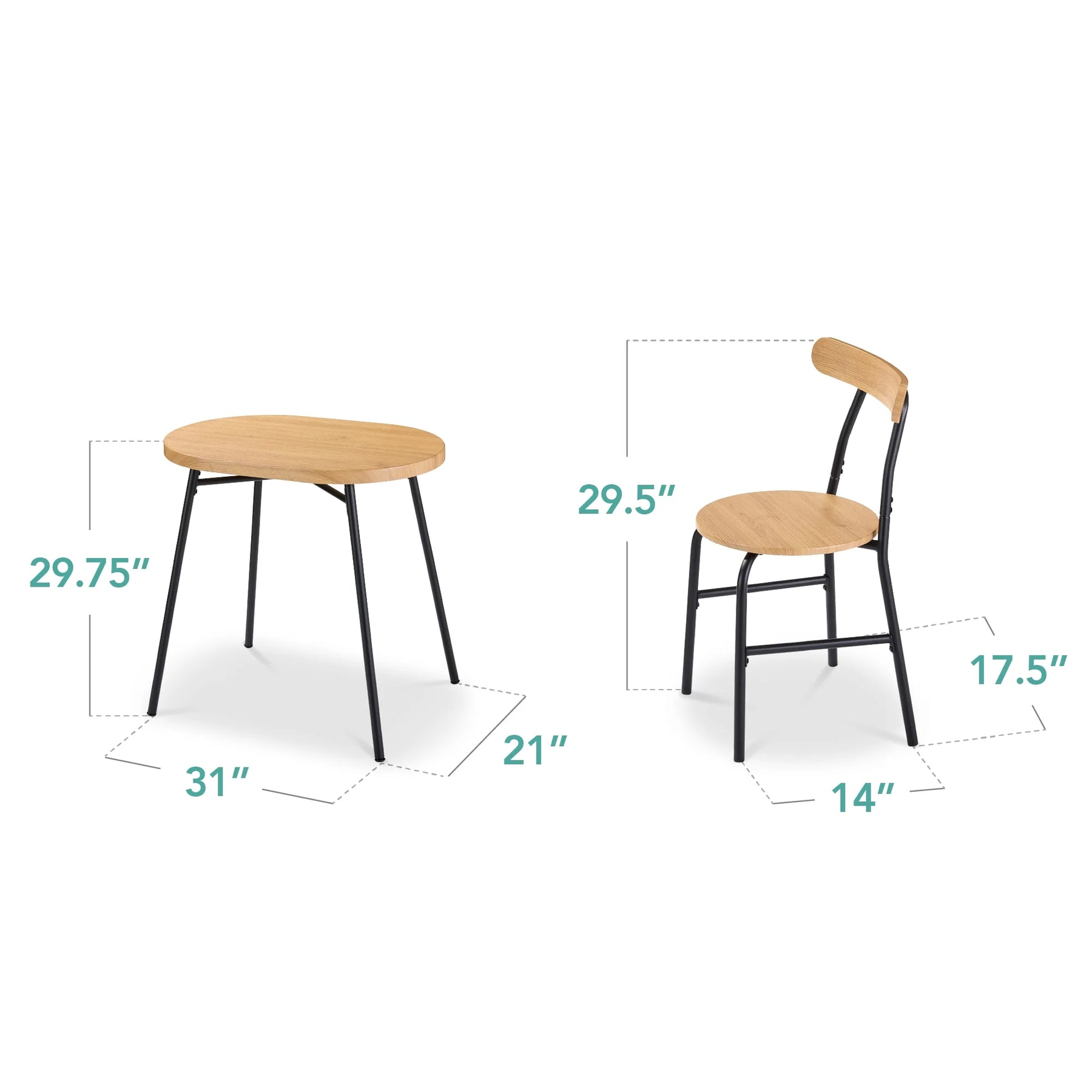 Best Choice Products 3 Piece Modern Oval Dining Table Set, Small Kitchen Dinette W/ 2 Chairs Black/Black
