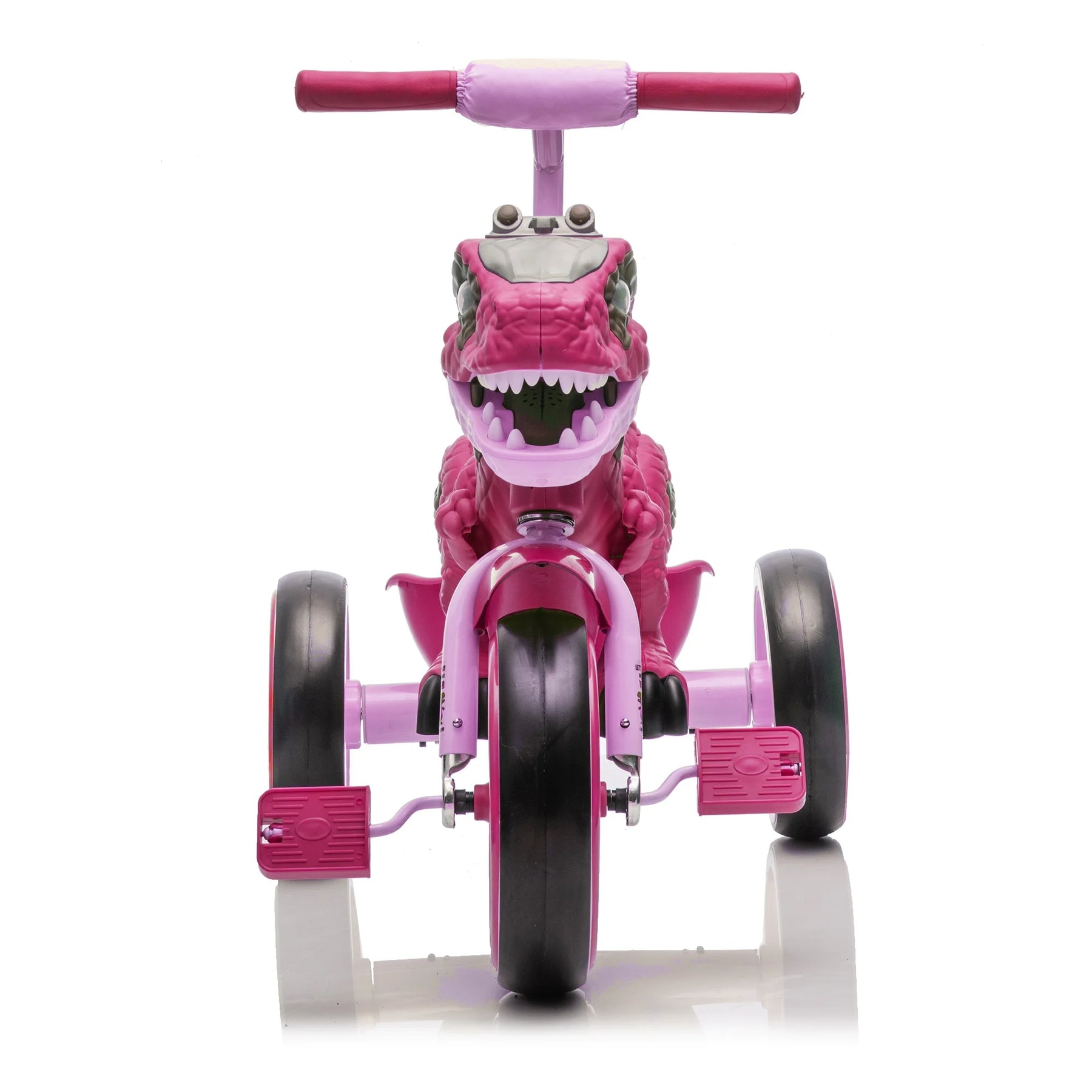 Xuanlur Kids Ride on Dinosaur Tricycle, Toddlers Kid Trike with Wide Flash Wheels, Anti - Slip Pedals, Rear Basket, Music & LED Lights, Toddler Bike