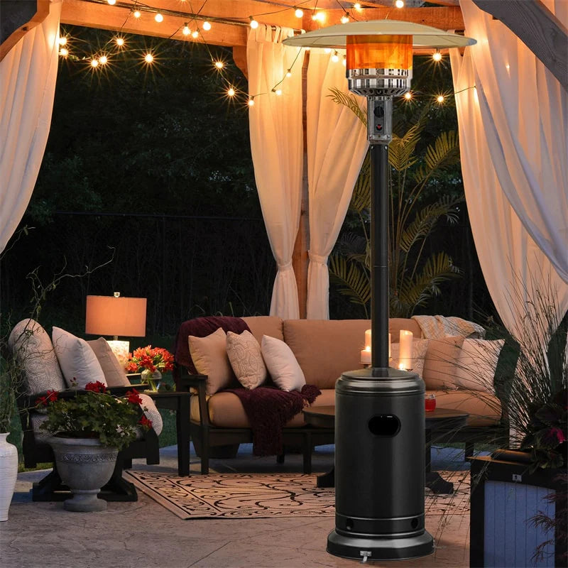 50,000 BTU Propane Patio Heater, Standing Stainless Steel Outdoor Heater with Wheels, Triple Protection, CSA Certified for Deck & Commercial