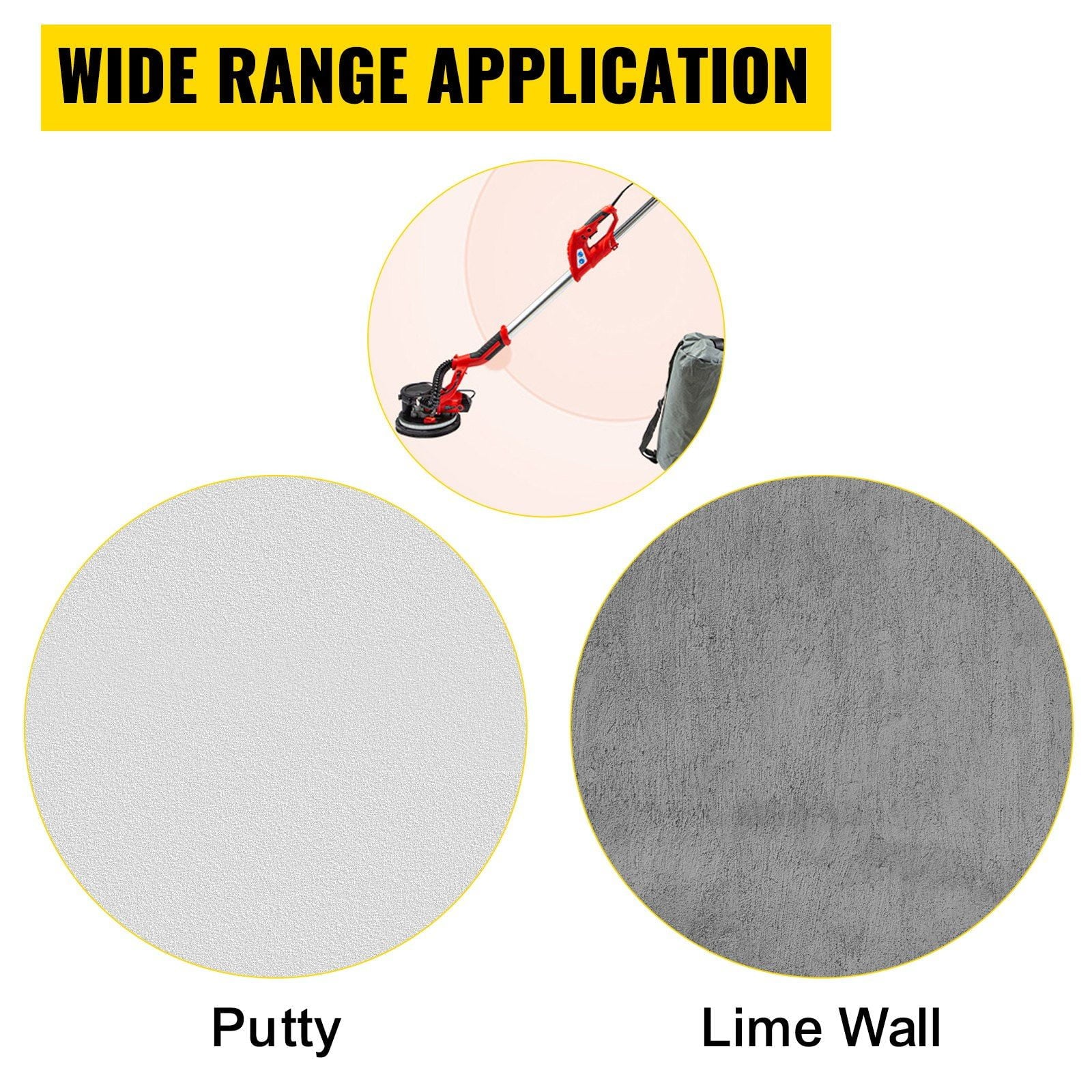 Drywall Sander 850W, Electric Drywall Sander, Electric Sander, with LED Strip Light and Vacuum Bag, Variable Speed 800 - 1750 RPM, Foldable Sheetrock