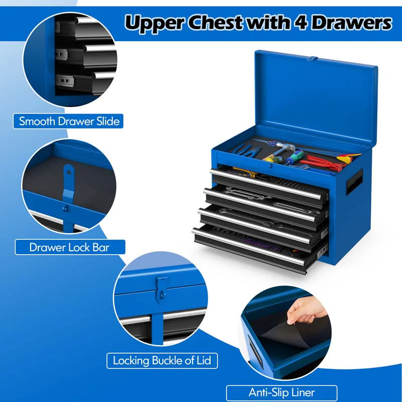2 - in - 1 Rolling Tool Chest, 5-Drawer Tool Storage Cabinet with Wheels, Adjustable Shelf, Tool Box Organizer for Garage Warehouse Workshop