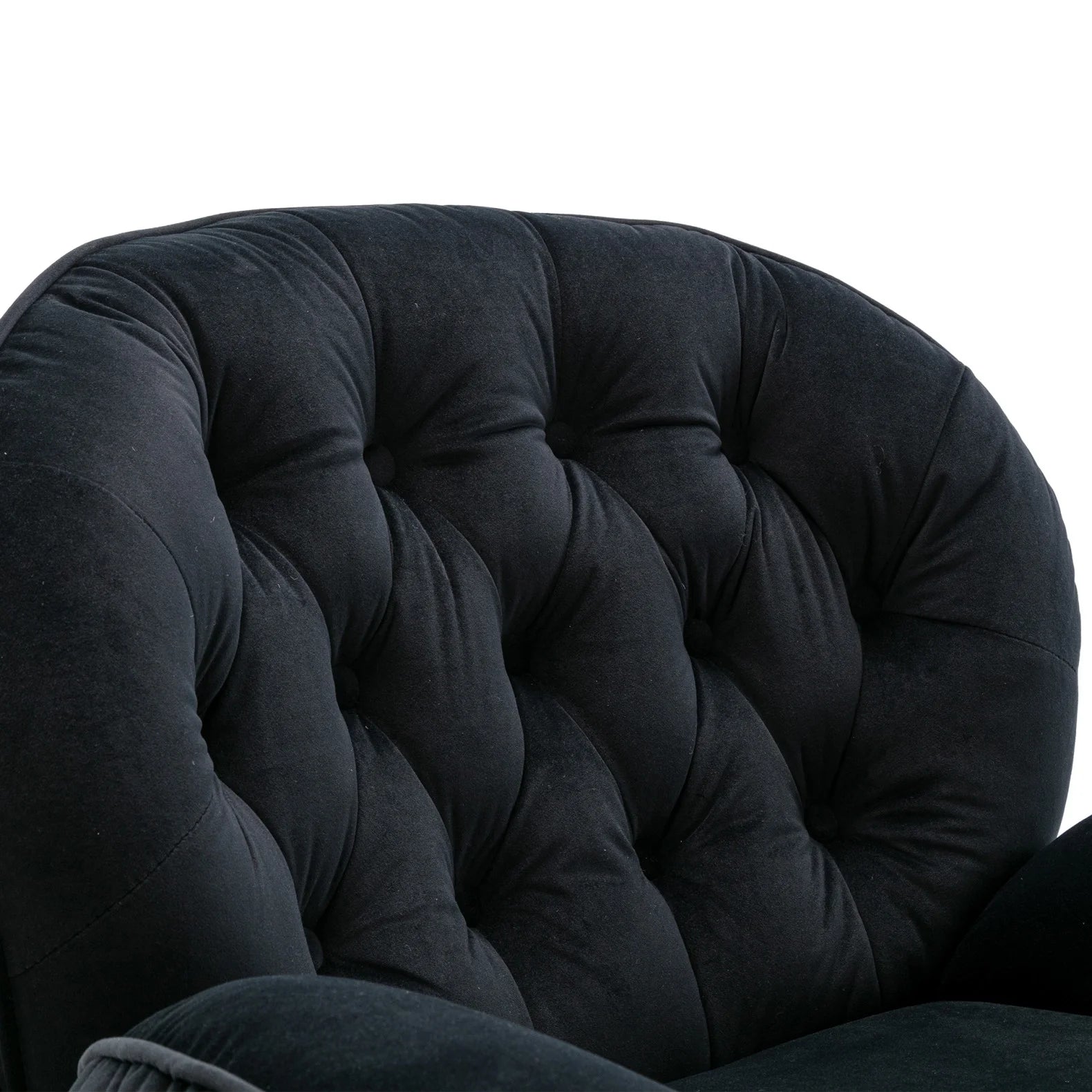 Velvet Swivel Accent Chair with Ottoman, Modern Chaise Lounge Chair with Metal Frame and Footstool, Comfy Armchair Reading Chair