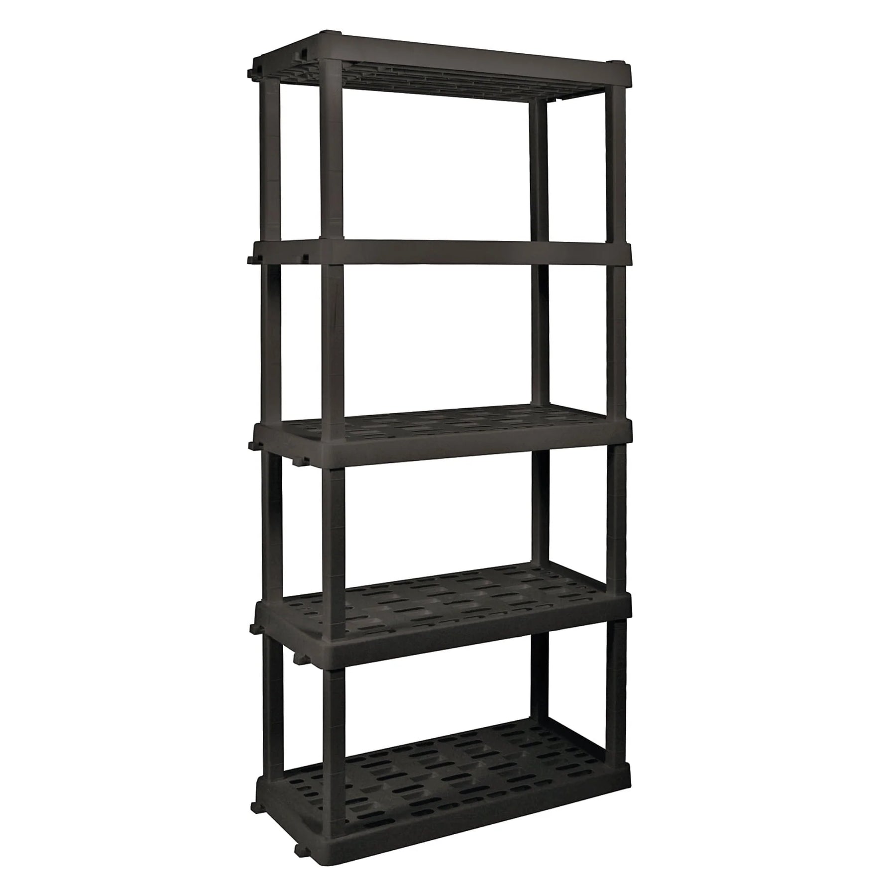 Hyper Tough Large 5-Tier Shelving Unit, W36 x D18 x H74" Interlocking Multipurpose Organizer, Black, Pack of 2
