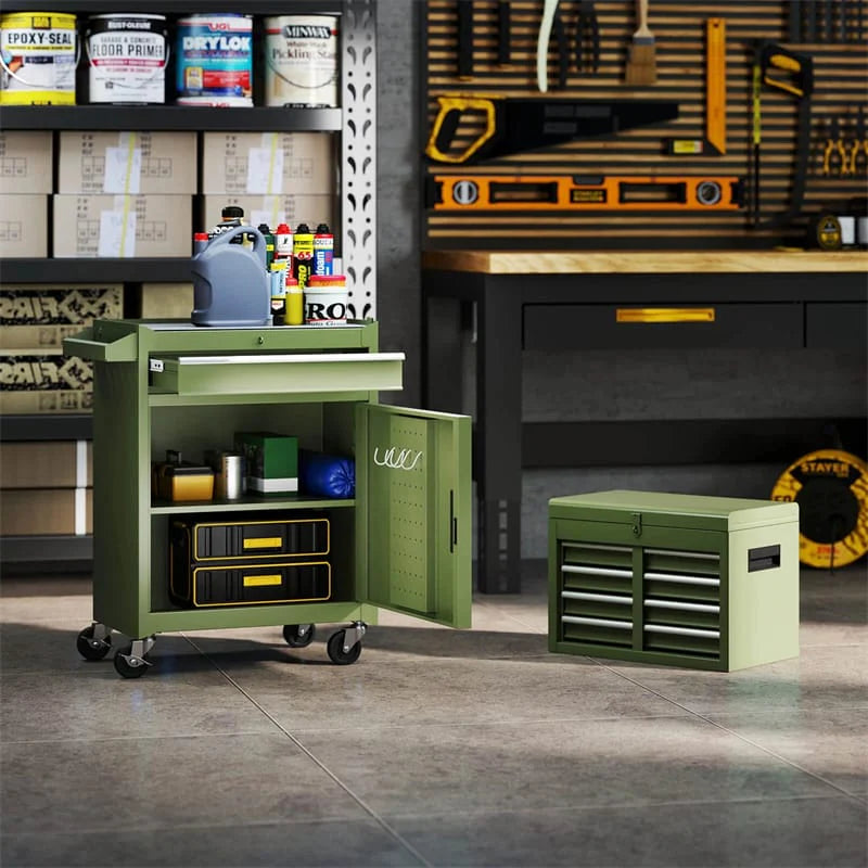 2 - in - 1 Rolling Tool Chest, 5-Drawer Tool Storage Cabinet with Wheels, Adjustable Shelf, Tool Box Organizer for Garage Warehouse Workshop