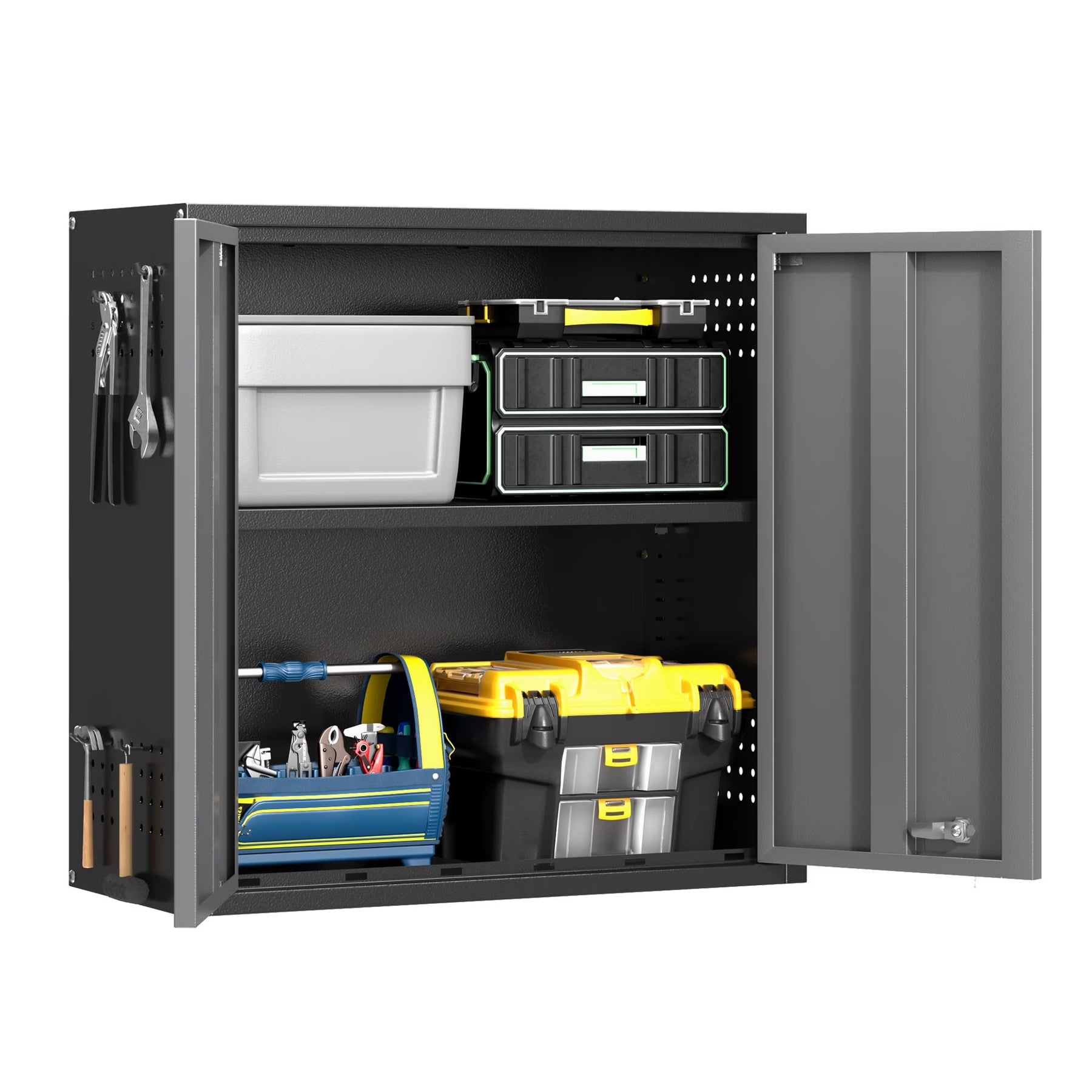 Topass Metal Wall Cabinet with Lockgarage Storage Cabinet, Wall - Mounted Utility Cabinet with Adjustable Shelf & Locking Doors