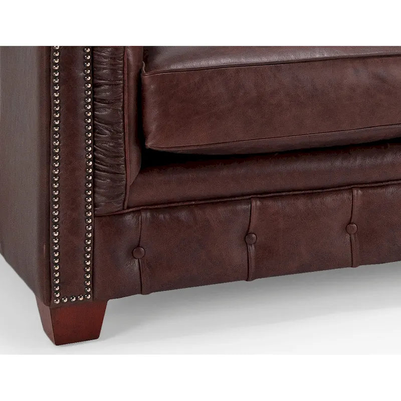 Hancock Tufted Top Grain Italian Leather Chesterfield Sofa - Dimensions: 31" H x 86" W x 40" D