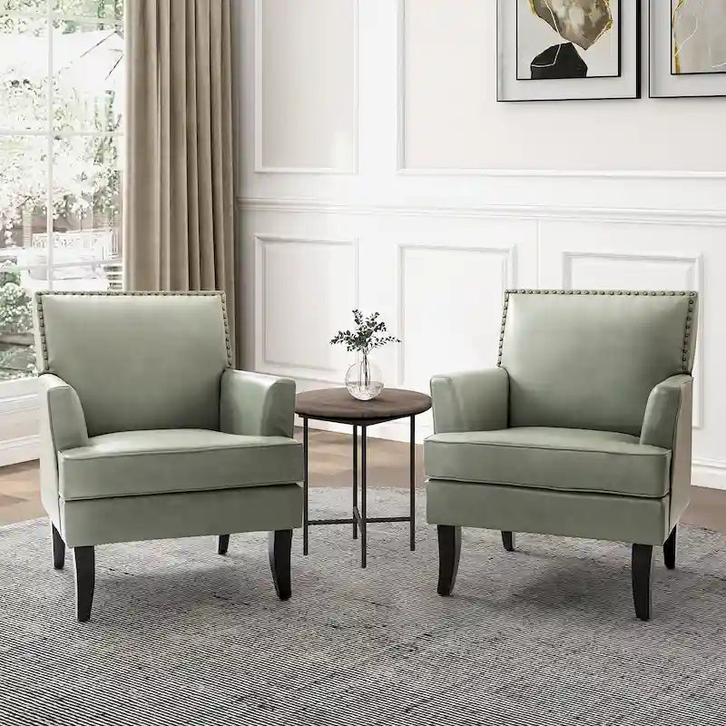 Nileus Set of 2 Modern Classic Polyester Accent Chairs with Solid Wood Legs by HULALA HOME