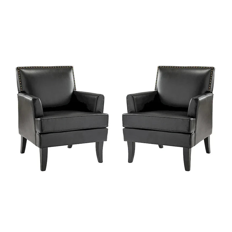 Nileus Set of 2 Modern Classic Polyester Accent Chairs with Solid Wood Legs by HULALA HOME