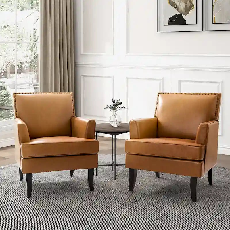 Nileus Set of 2 Modern Classic Polyester Accent Chairs with Solid Wood Legs by HULALA HOME