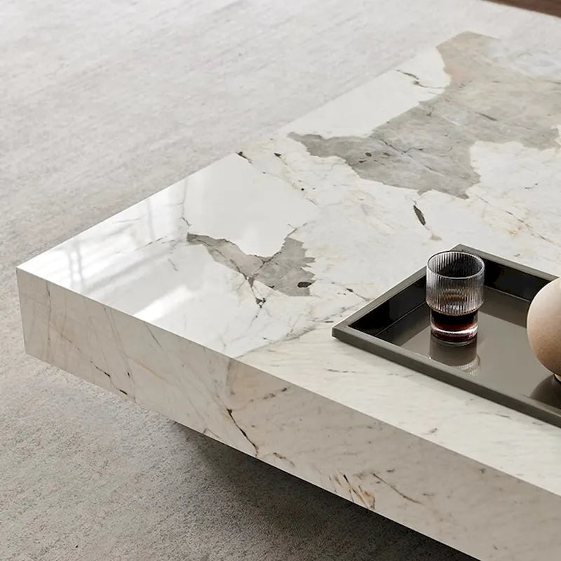 JASIWAY Elegant Sintered Stone Square Coffee Table
