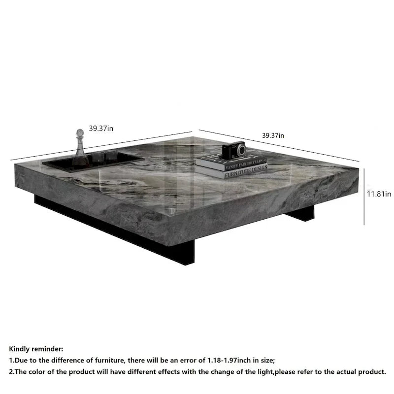 JASIWAY Elegant Sintered Stone Square Coffee Table