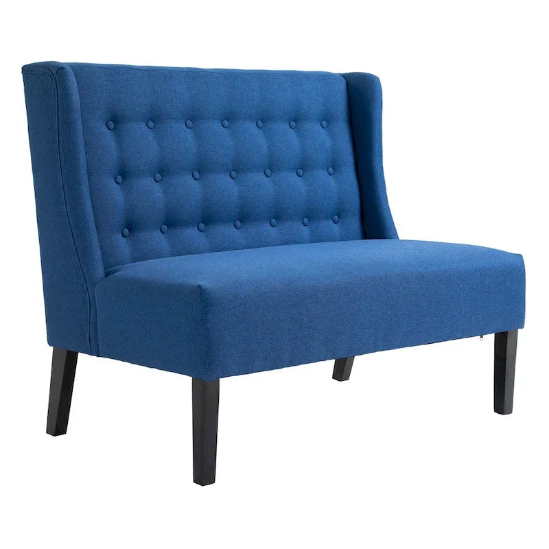HOMCOM Armless Double Sofa Loveseat - Tufted Linen Upholstery Couch with Wooden Legs for Living Room - 28.75 x 43.25 x 36.5 inches