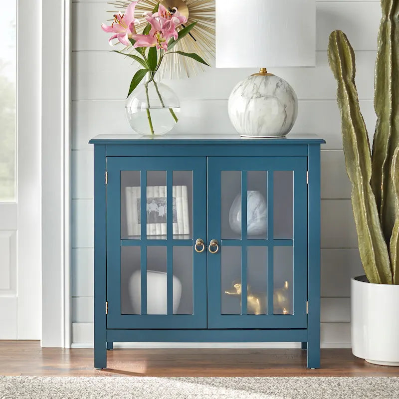 Portland 2 - Door Glass Cabinet by Simple Living