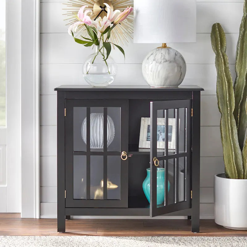 Portland 2 - Door Glass Cabinet by Simple Living
