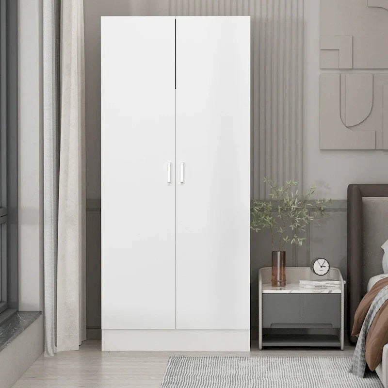 Freestanding 2 - Door Bedroom Armoire with Hanging Rod