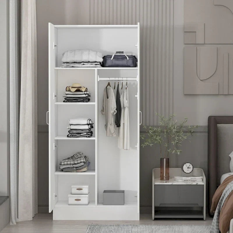 Freestanding 2 - Door Bedroom Armoire with Hanging Rod