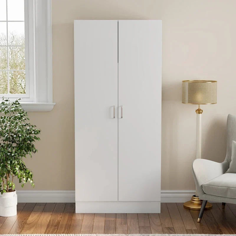Freestanding 2 - Door Bedroom Armoire with Hanging Rod