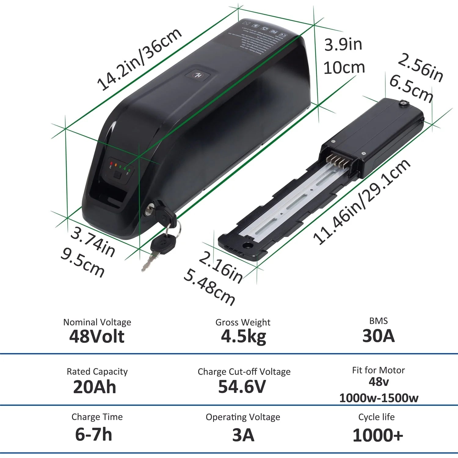 48V 20AH Ebike Battery 48V Lithium Battery 48V Battery with Charger for 750W - 1500W Adult Electric Bike Tricycle