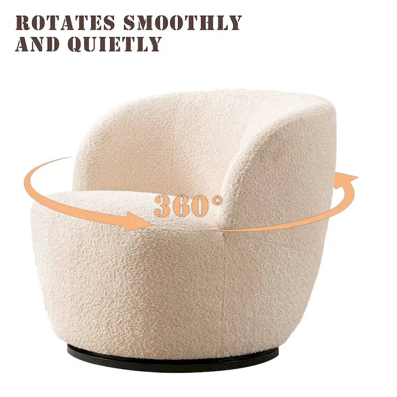 Modern Swivel Barrel Chair with 360 - Degree Rotation - Single Fabric Accent Chair