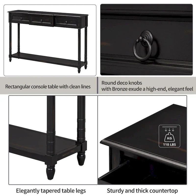 Entryway Console Table with Drawers - Stylish Sofa Table