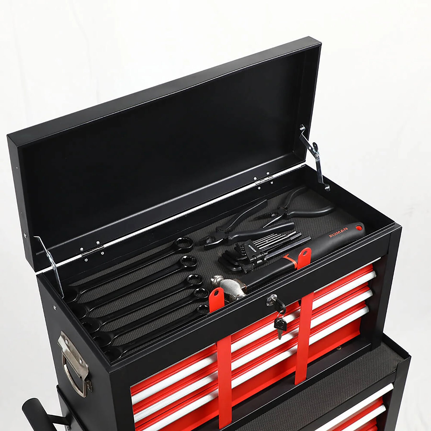8 Drawer Large Capacity Rolling Toolbox, Detachable Cabinet Storage Tool Chest with Wheels, Tool Storage Cabinet with Lock for Workshop Garage