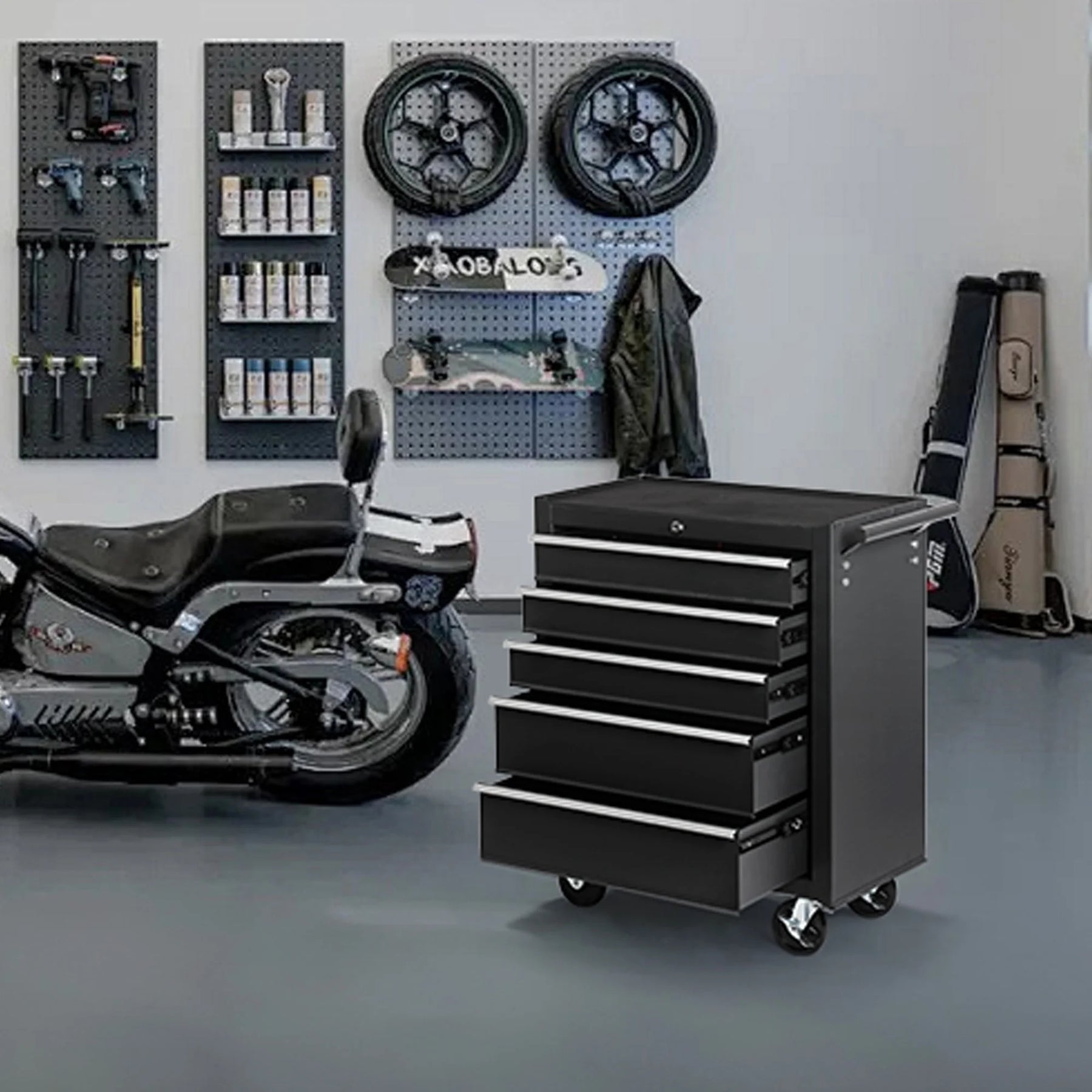 5-Drawer Rolling Tool Chest Tool Storage Cabinet with Wheels Tool Organizer Box