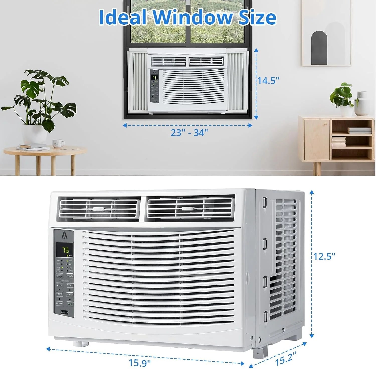 GAOMON Smart 6000 BTU Window Air Conditioner - WiFi - Enabled AC with Remote & App Control, Timer, Sleep Mode, Easy Install Kit, Cools Rooms up to 350