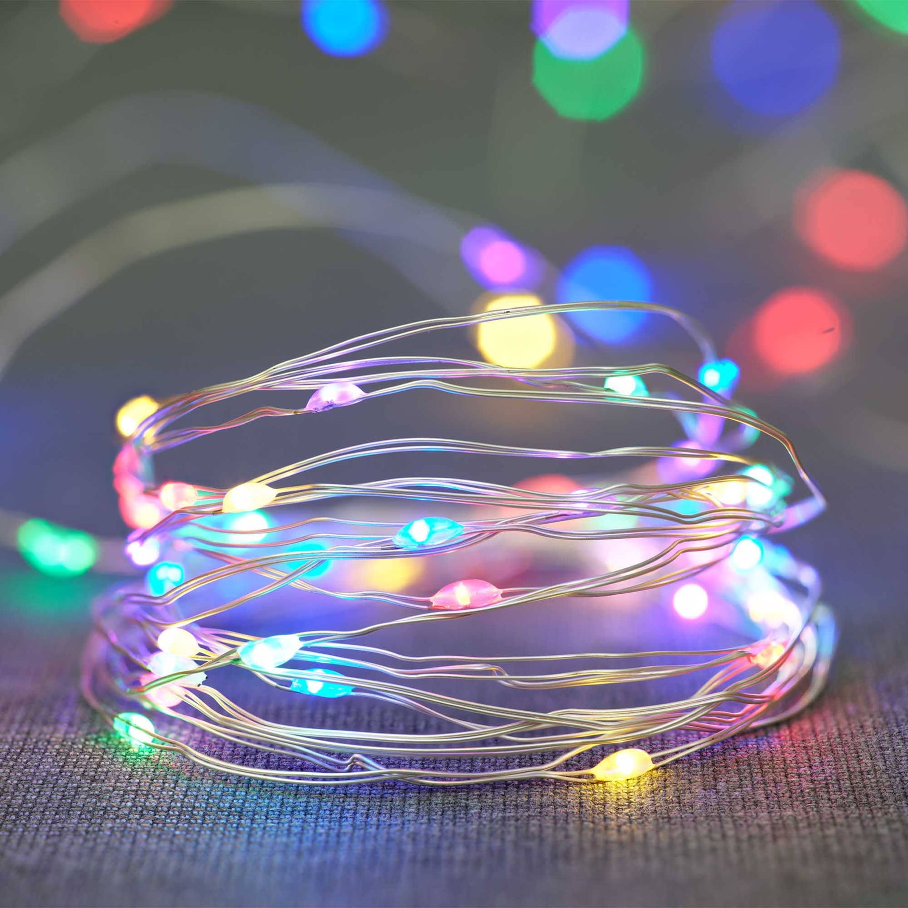 Mainstays Battery - Operated Indoor 50 - Count LED Multi - Color Wire Lights, with 8 Lighting Modes