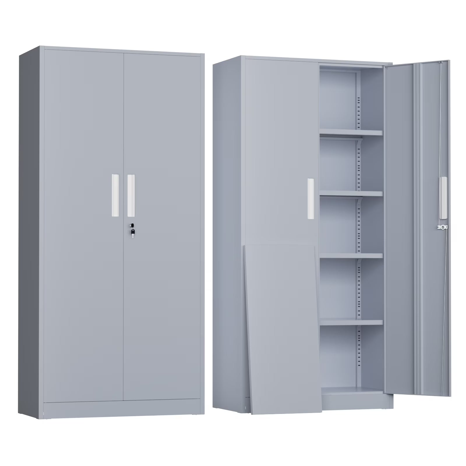 SOLAURA 71" Metal Garage Storage Cabinet with Locking Doors and Adjustable Shelves for Home, Office(Black)