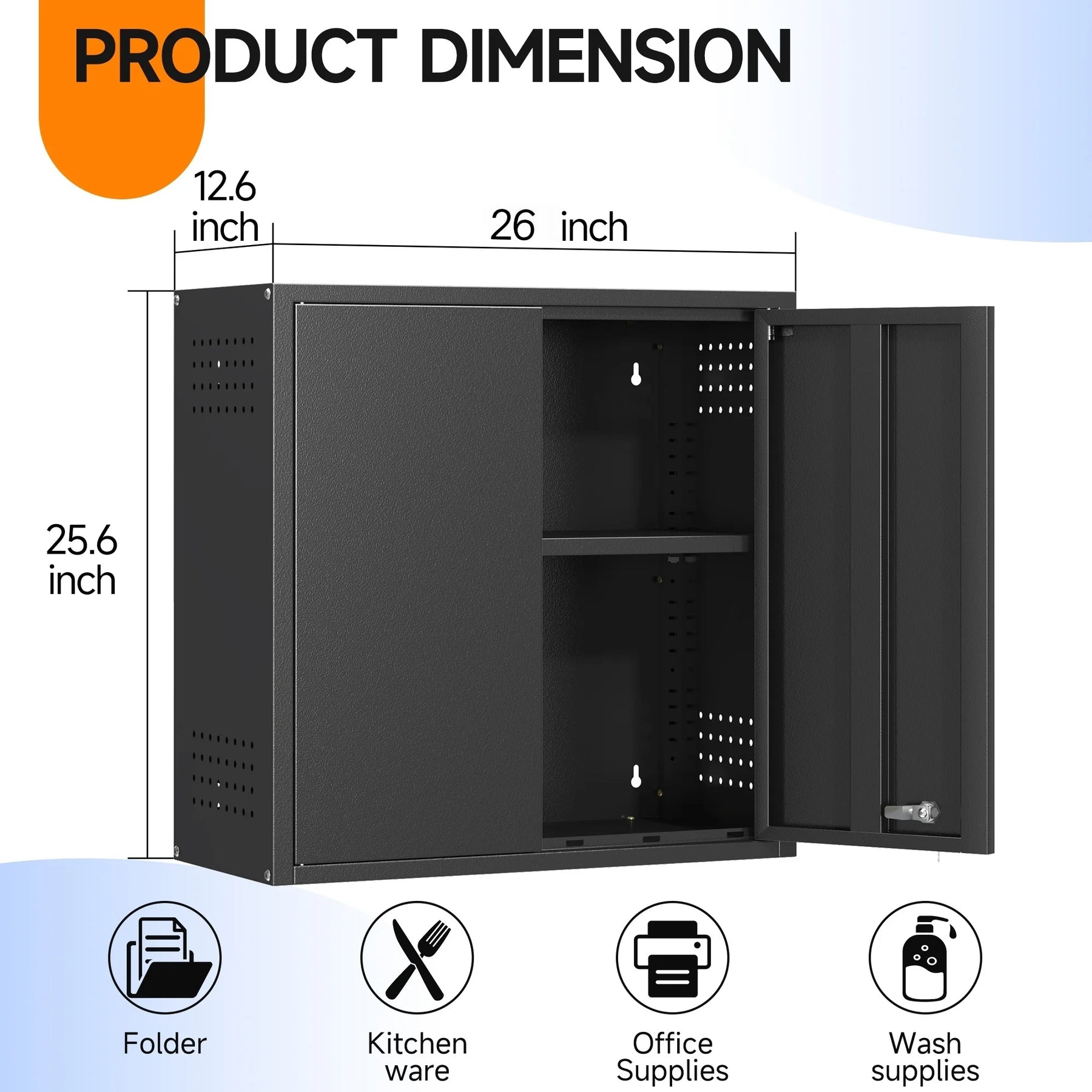Topass Metal Wall Cabinet with Lockgarage Storage Cabinet, Wall - Mounted Utility Cabinet with Adjustable Shelf & Locking Doors