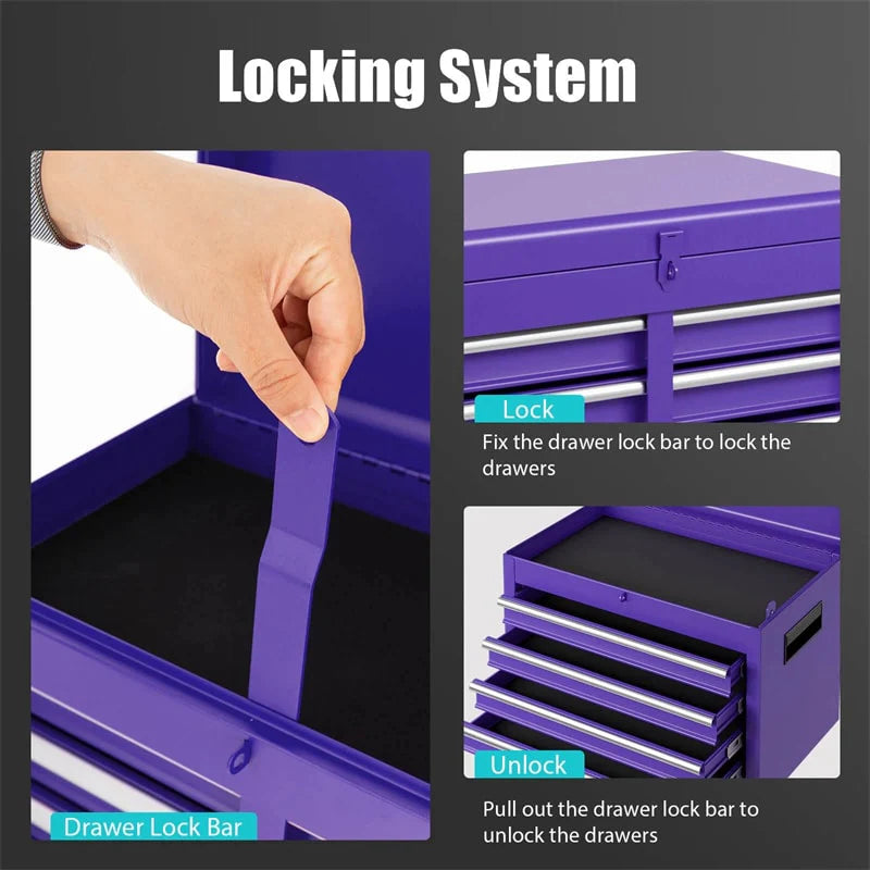 2 - in - 1 Rolling Tool Chest, 5-Drawer Tool Storage Cabinet with Wheels, Adjustable Shelf, Tool Box Organizer for Garage Warehouse Workshop
