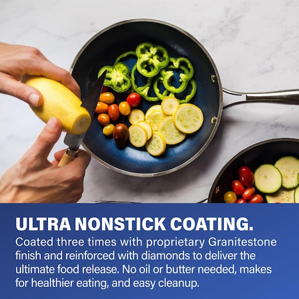Classic Blue 20-Piece Aluminum Ultra - Durable Non - Stick Diamond Infused Cookware and Bakeware Set