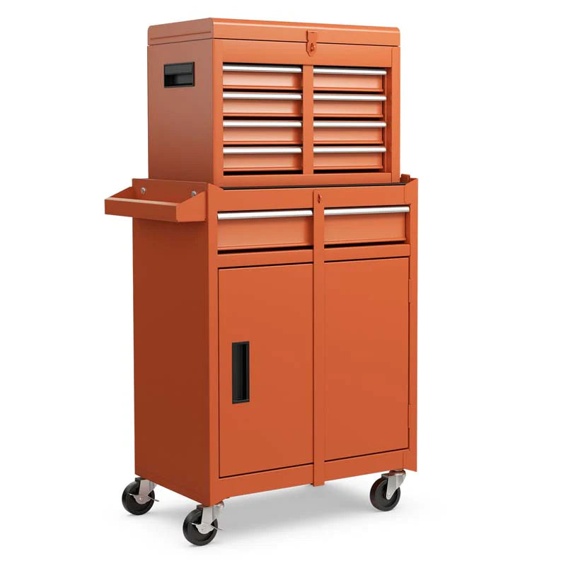 2 - in - 1 Rolling Tool Chest, 5-Drawer Tool Storage Cabinet with Wheels, Adjustable Shelf, Tool Box Organizer for Garage Warehouse Workshop