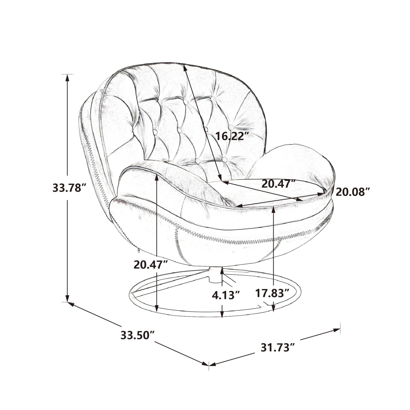 Velvet Swivel Accent Chair with Ottoman, Modern Chaise Lounge Chair with Metal Frame and Footstool, Comfy Armchair Reading Chair