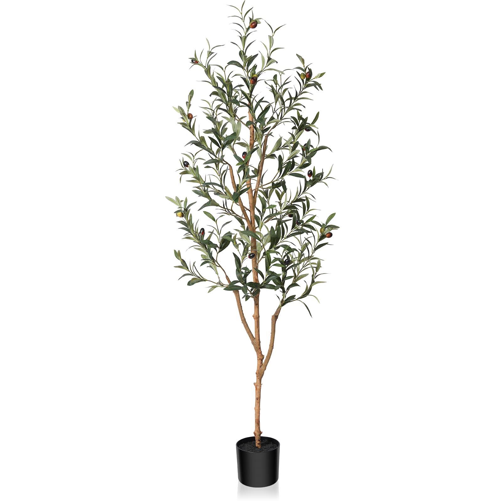 Kazeila Artificial Olive Tree 5ft Tall Faux Silk Plant for Home Office Decor Indoor Fake Potted Tree with Natural Wood Trunk and Lifelike Fruits