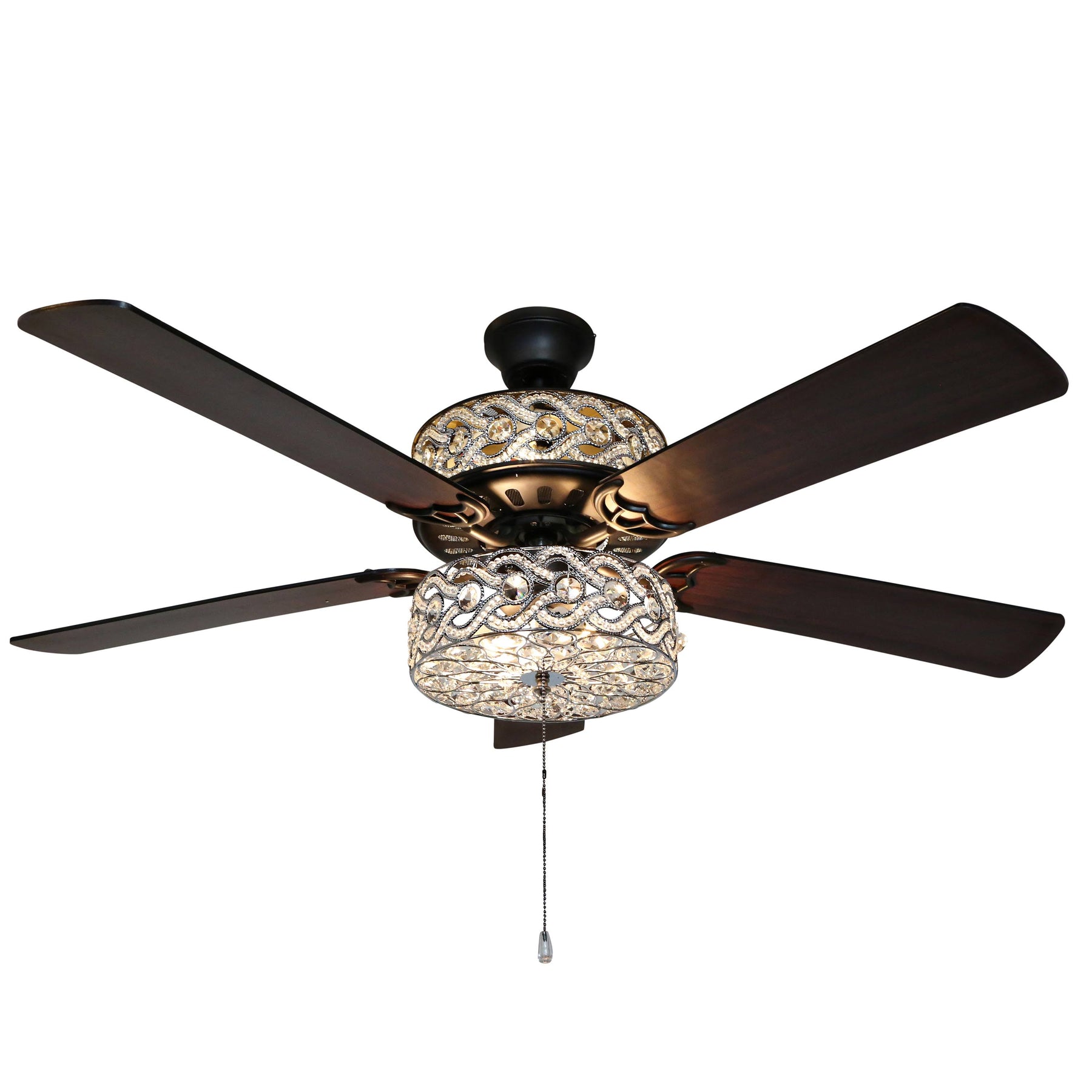River of Goods Glam 52 inch Width Crystal Double - lit LED Ceiling Fan, Clear